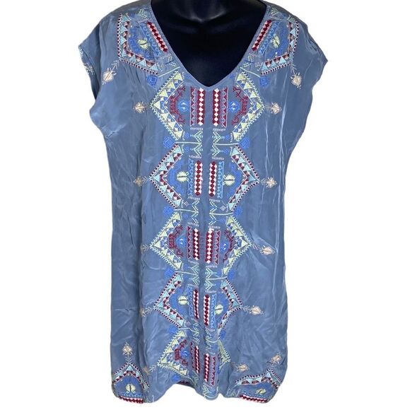 Sundance women’s small silk feel southwestern embroidered shift dress - Picture 2 of 8